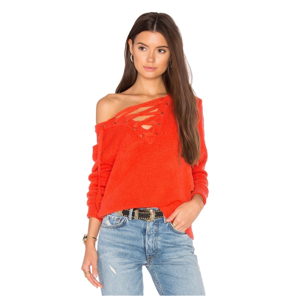 Bardot Criss Cross Sweater in Pimento